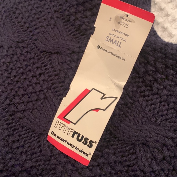 Vintage RARE rrrrruss sweater vest New With TAGS!!!! Small Navy 100%cotton - Picture 3 of 9